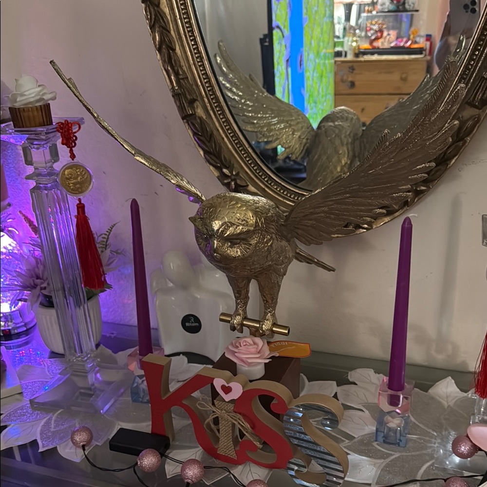 Gold Winged Owl Sculpture